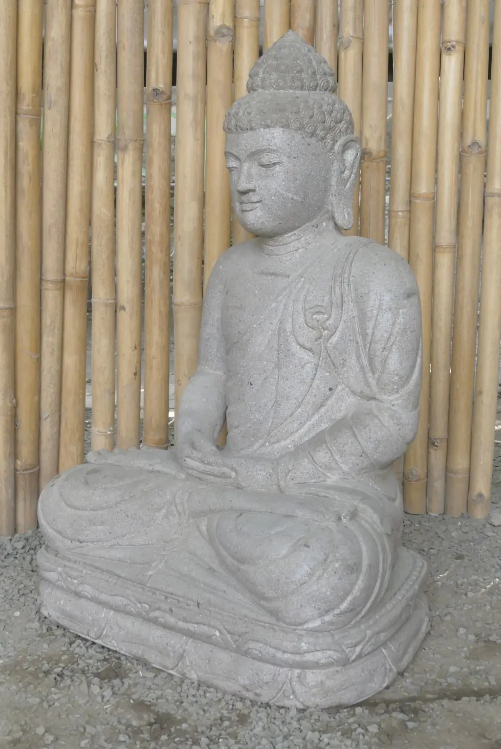  Product image 7 of the product “Seated Buddha made of Riverstone in Dhyana position - gesture of meditation, H.83 cm, natural. ”
